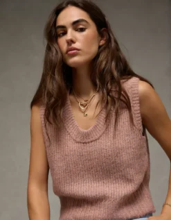 AE Whoa So Soft Scoop Neck Vest Rose -American Eagle Fashion 0341 1520 639 d2