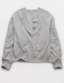 AE Whoa So Soft Henley T-Shirt Grey -American Eagle Fashion 0341 1543 050 f