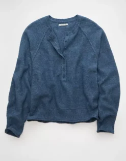 AE Whoa So Soft Henley T-Shirt Navy -American Eagle Fashion 0341 1543 410 f