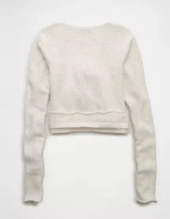 AE Whoa So Soft Ballet Wrap Sweater Top Oatmeal -American Eagle Fashion 0341 1544 286 b