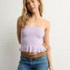 AE Cropped Peplum Sweater Tube Top Lavender