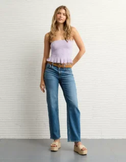 AE Cropped Peplum Sweater Tube Top Lavender -American Eagle Fashion 0341 1577 580 os