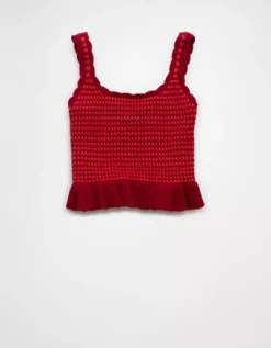 AE Crochet Peplum Tank Top Berry -American Eagle Fashion 0341 1650 669 f