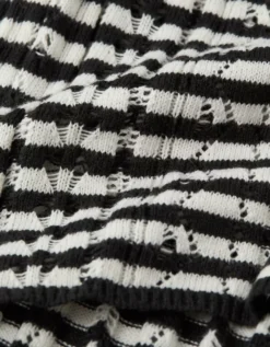 AE Henley Pointelle Sweater T-Shirt Black Stripe -American Eagle Fashion 0341 1657 032 d1