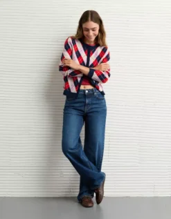 AE X The Summer I Turned Pretty Crew Neck Argyle Cardigan Multi -American Eagle Fashion 0346 1562 900 os