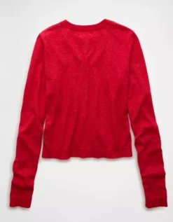 AE X The Summer I Turned Pretty Crew Neck Cardigan Red -American Eagle Fashion 0346 1563 600 b