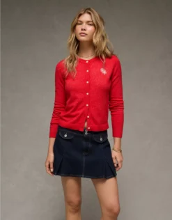 AE X The Summer I Turned Pretty Crew Neck Cardigan Red