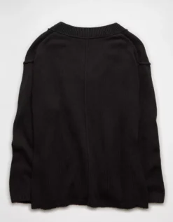 AE Big Hug V-Neck Sweater Black -American Eagle Fashion 0348 1523 001 b