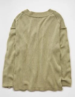 AE Big Hug V-Neck Sweater Green -American Eagle Fashion 0348 1523 300 b