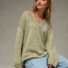 AE Big Hug V-Neck Sweater Green
