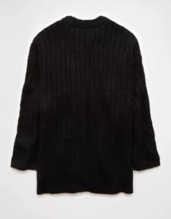 AE Oversized Waffle Sweater Black -American Eagle Fashion 0348 1581 001 b
