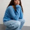 AE Whoa So Soft Lace Sweater Gravity Blue