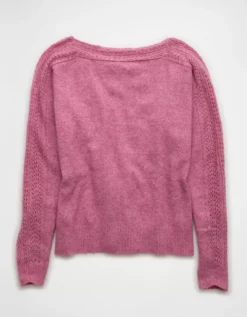 AE Whoa So Soft Lace Sweater Pink -American Eagle Fashion 0348 1631 615 b