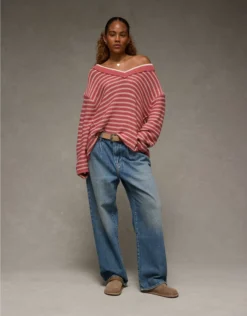 AE Big Hug V-Neck Sweater Peach