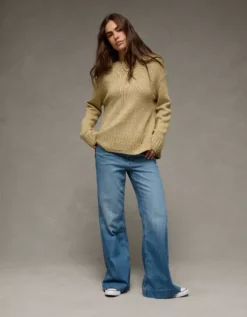 AE Long Weekend Pullover Sweater Green -American Eagle Fashion 0348 1664 300 os