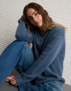 AE Long Weekend Pullover Sweater Navy -American Eagle Fashion 0348 1681 410 d2