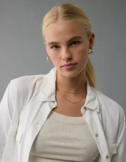 AE Weekend Vibes Linen-Blend Long-Sleeve Button-Up Shirt White -American Eagle Fashion 0355 6127 100 d2