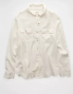 AE Weekend Vibes Linen-Blend Long-Sleeve Button-Up Shirt Multi -American Eagle Fashion 0355 6146 900 f