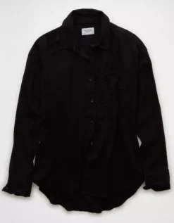 AE Perfect Button-Up Shirt Black -American Eagle Fashion 0355 6246 001 f