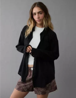 AE Perfect Button-Up Shirt Black