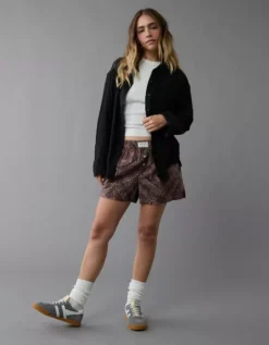 AE Perfect Button-Up Shirt Black -American Eagle Fashion 0355 6246 001 os