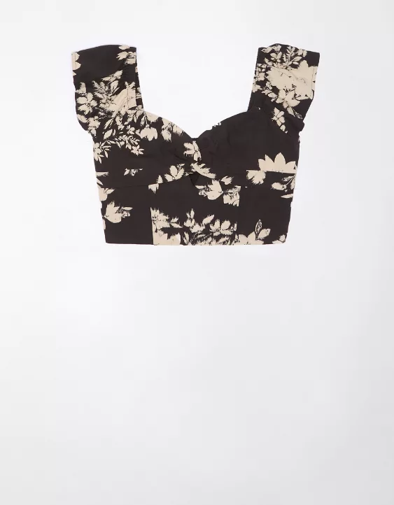 AE Cropped Twist-Front Flutter-Sleeve Top 3 AE Cropped Twist-Front Flutter-Sleeve Top - Image 3