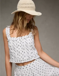 AE X The Summer I Turned Pretty Ruffle Corset Tank Top Ivory