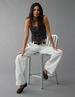 AE Polka Dot Corset Tank Top Black -American Eagle Fashion 0358 6116 001 d2