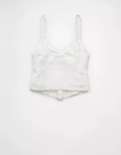 AE Button-Up Corset Tank Top White -American Eagle Fashion 0358 6196 100 b