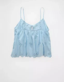 AE Tie Front Flyaway Cami Light Blue -American Eagle Fashion 0358 6229 401 b