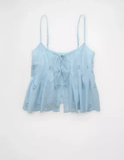 AE Tie Front Flyaway Cami Light Blue -American Eagle Fashion 0358 6229 401 f