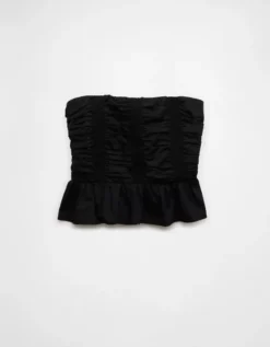AE Ruched Tube Top Black -American Eagle Fashion 0358 6237 001 f