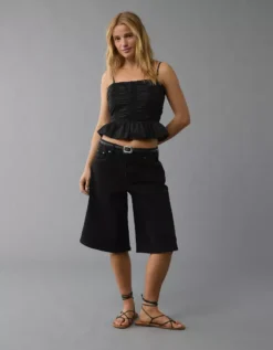 AE Ruched Tube Top Black -American Eagle Fashion 0358 6237 001 os