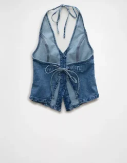 AE Denim V-Neck Halter Vest Medium Wash -American Eagle Fashion 0358 6242 936 b