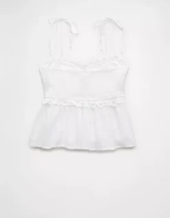 AE Eyelet Tie Strap Cami White -American Eagle Fashion 0358 6278 100 b