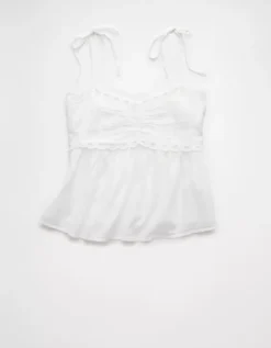 AE Eyelet Tie Strap Cami White -American Eagle Fashion 0358 6278 100 f