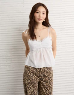 AE Eyelet Tie Strap Cami White