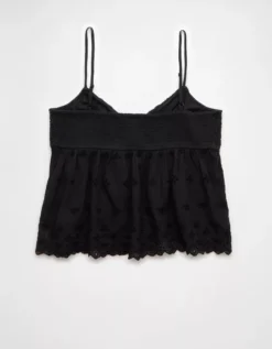 AE Crochet Eyelet Cami Black -American Eagle Fashion 0358 6281 001 b