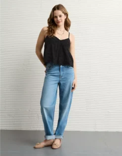 AE Crochet Eyelet Cami Black