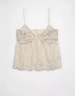 AE Crochet Eyelet Cami Cream -American Eagle Fashion 0358 6281 106 f
