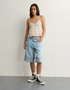 AE Crochet Eyelet Cami Cream