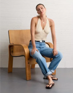 AE Corded Halter Top Cream