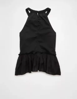 AE Embroidered Halter Tank Top Black -American Eagle Fashion 0358 6293 001 b