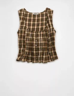 AE Pintuck Corset Tank Top Green -American Eagle Fashion 0358 6320 300 f