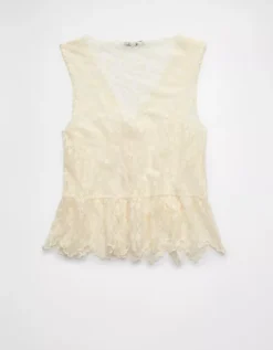 AE Lace Button-Up Vest Cream -American Eagle Fashion 0358 6338 106 b