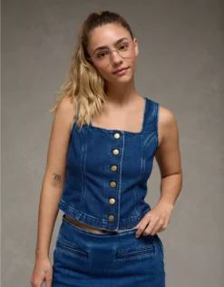 AE Square Neck Vest Medium Tinted Indigo