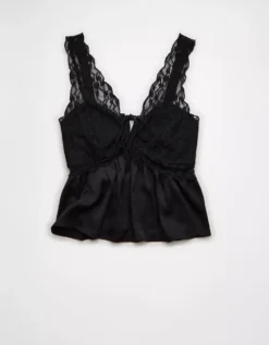 AE Lace Slip Tank Top Black -American Eagle Fashion 0358 6577 001 f