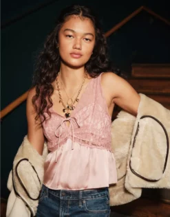 AE Lace Slip Tank Top Light Blush