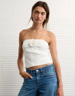 AE Rosette Tube Top White