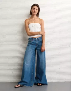 AE Rosette Tube Top White -American Eagle Fashion 0366 6126 100 os